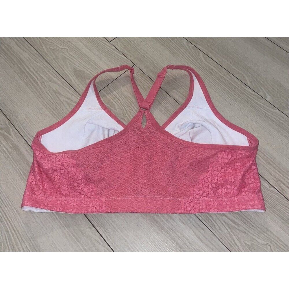Cacique Unlined Full Coverage No Wire Bra Front Close Floral Womens 44D White - Picture 4 of 7